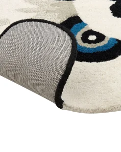 Kinderteppich Wolle Schwarz / Weis 100 X 160 Cm Pandamotiv Jingjing