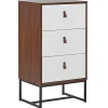 Kommode Dunkler Holzfarbton / Weis 3 Schubladen Nueva