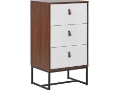 Kommode Dunkler Holzfarbton / Weis 3 Schubladen Nueva