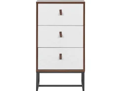 Kommode Dunkler Holzfarbton / Weis 3 Schubladen Nueva
