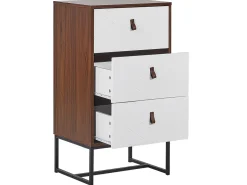 Kommode Dunkler Holzfarbton / Weis 3 Schubladen Nueva
