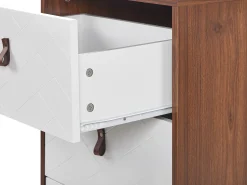 Kommode Dunkler Holzfarbton / Weis 3 Schubladen Nueva