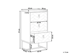 Kommode Dunkler Holzfarbton / Weis 3 Schubladen Nueva