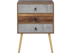 Kommode Dunkler Holzfarbton / Grau 3 Schubladen Batley