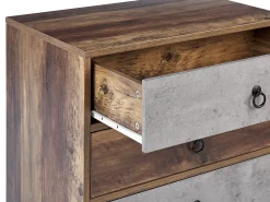 Kommode Dunkler Holzfarbton / Grau 3 Schubladen Batley