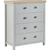 Kommode Grau / Heller Holzfarbton 4 Schubladen Clio