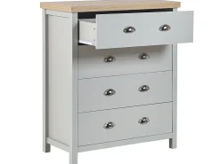 Kommode Grau / Heller Holzfarbton 4 Schubladen Clio