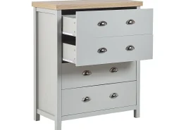 Kommode Grau / Heller Holzfarbton 4 Schubladen Clio