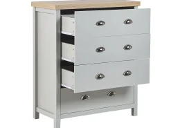 Kommode Grau / Heller Holzfarbton 4 Schubladen Clio