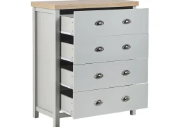 Kommode Grau / Heller Holzfarbton 4 Schubladen Clio