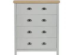 Kommode Grau / Heller Holzfarbton 4 Schubladen Clio