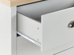 Kommode Grau / Heller Holzfarbton 4 Schubladen Clio