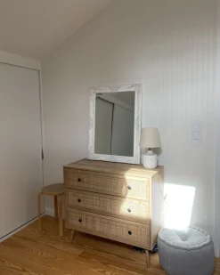 Kommode Rattan Heller Holzfarbton 3 Schubladen Ponca