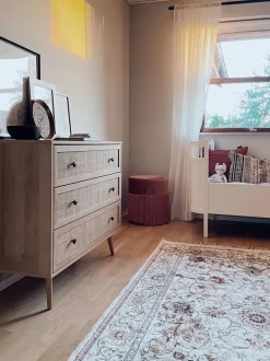 Kommode Rattan Heller Holzfarbton 3 Schubladen Ponca