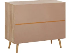 Kommode Rattan Heller Holzfarbton 3 Schubladen Ponca