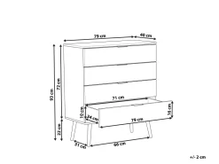 Kommode Weis / Heller Holzfarbton 4 Schubladen Walpi