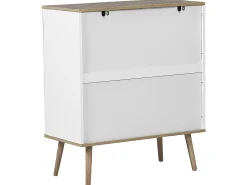 Kommode Weis / Heller Holzfarbton 4 Schubladen Walpi