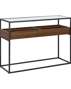 Konsolentisch Dunkler Holzfarbton / Schwarz 110 X 40 Cm Waco