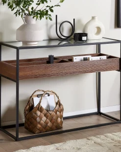 Konsolentisch Dunkler Holzfarbton / Schwarz 110 X 40 Cm Waco