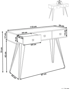 Konsolentisch Dunkler Holzfarbton / Schwarz 3 Schubladen Malsala