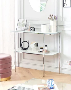 Konsolentisch Marmor Optik Weis / Silber Calvert