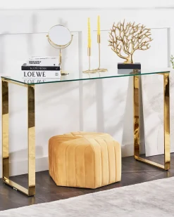 Konsolentisch Mit Glasplatte Gold Tilon