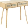 Konsolentisch Rattan Helles Holz 2 Schubladen Odell