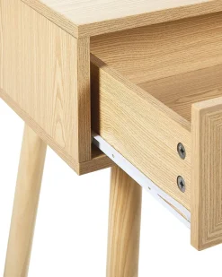 Konsolentisch Rattan Helles Holz 2 Schubladen Odell