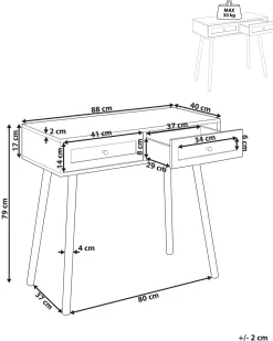 Konsolentisch Rattan Helles Holz 2 Schubladen Odell