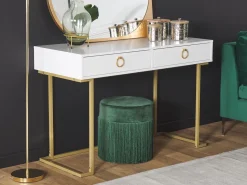 Konsolentisch Weis / Gold 2 Schubladen Westport