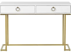 Konsolentisch Weis / Gold 2 Schubladen Westport
