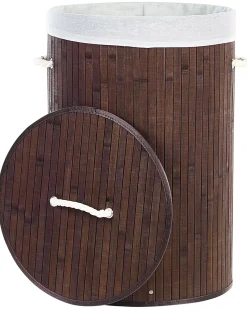 Korb Mit Deckel Bambusholz Dunkelbraun Rund Sannar