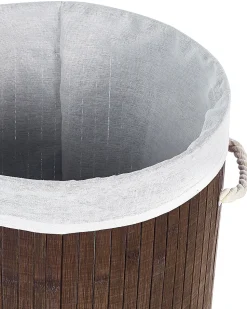 Korb Mit Deckel Bambusholz Dunkelbraun Rund Sannar