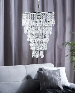 Kronleuchter Metall / Acrylglas Silber Kristall-Optik 1-Flammig Entwash