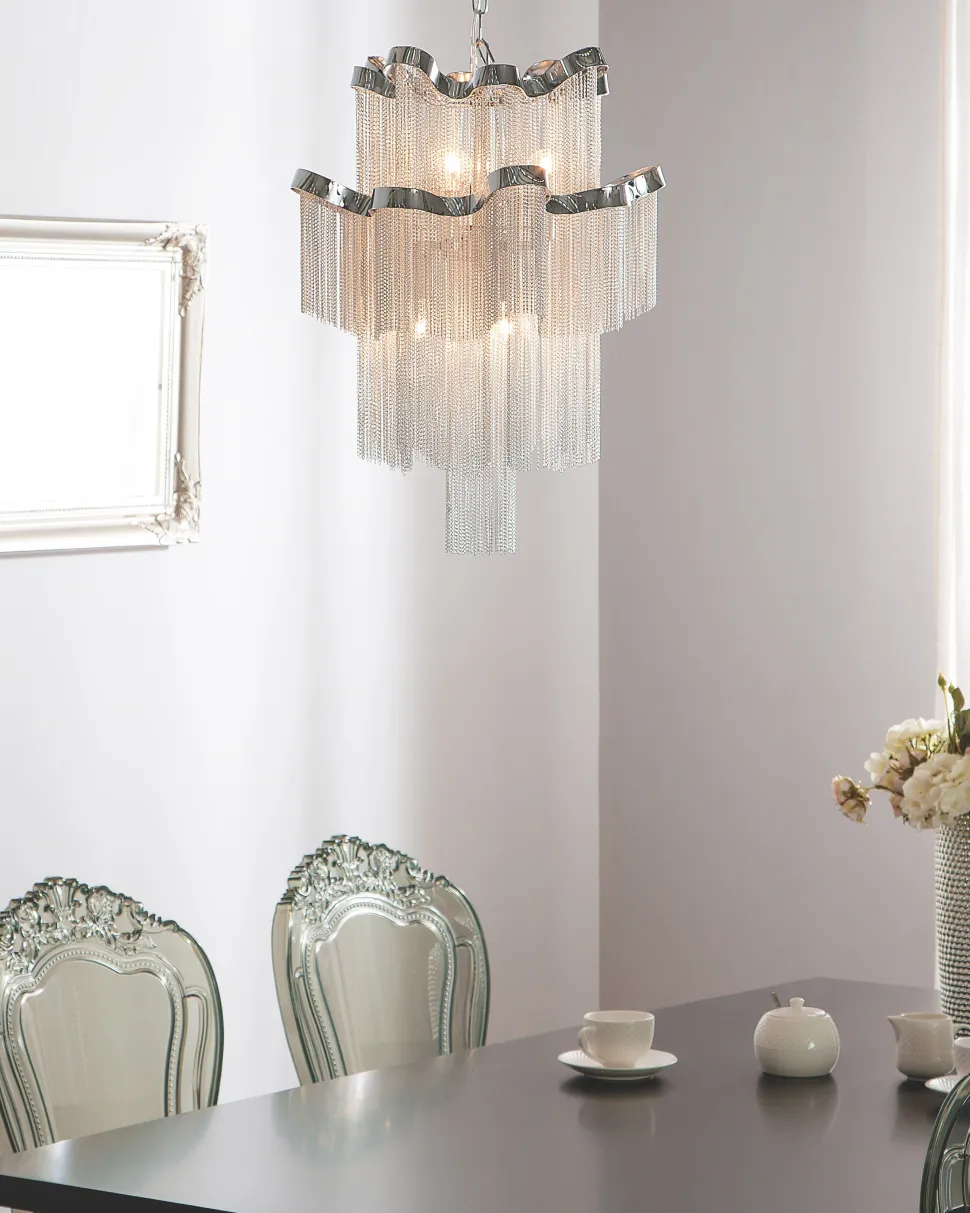 Kronleuchter Metall Silber 6-Flammig Mucone