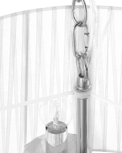 Kronleuchter Mit Schirm Metall Weis Kristall-Optik 3-Flammig Trommelform Evans
