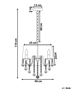 Kronleuchter Mit Schirm Metall Schwarz Kristall-Optik 3-Flammig Trommelform Evans