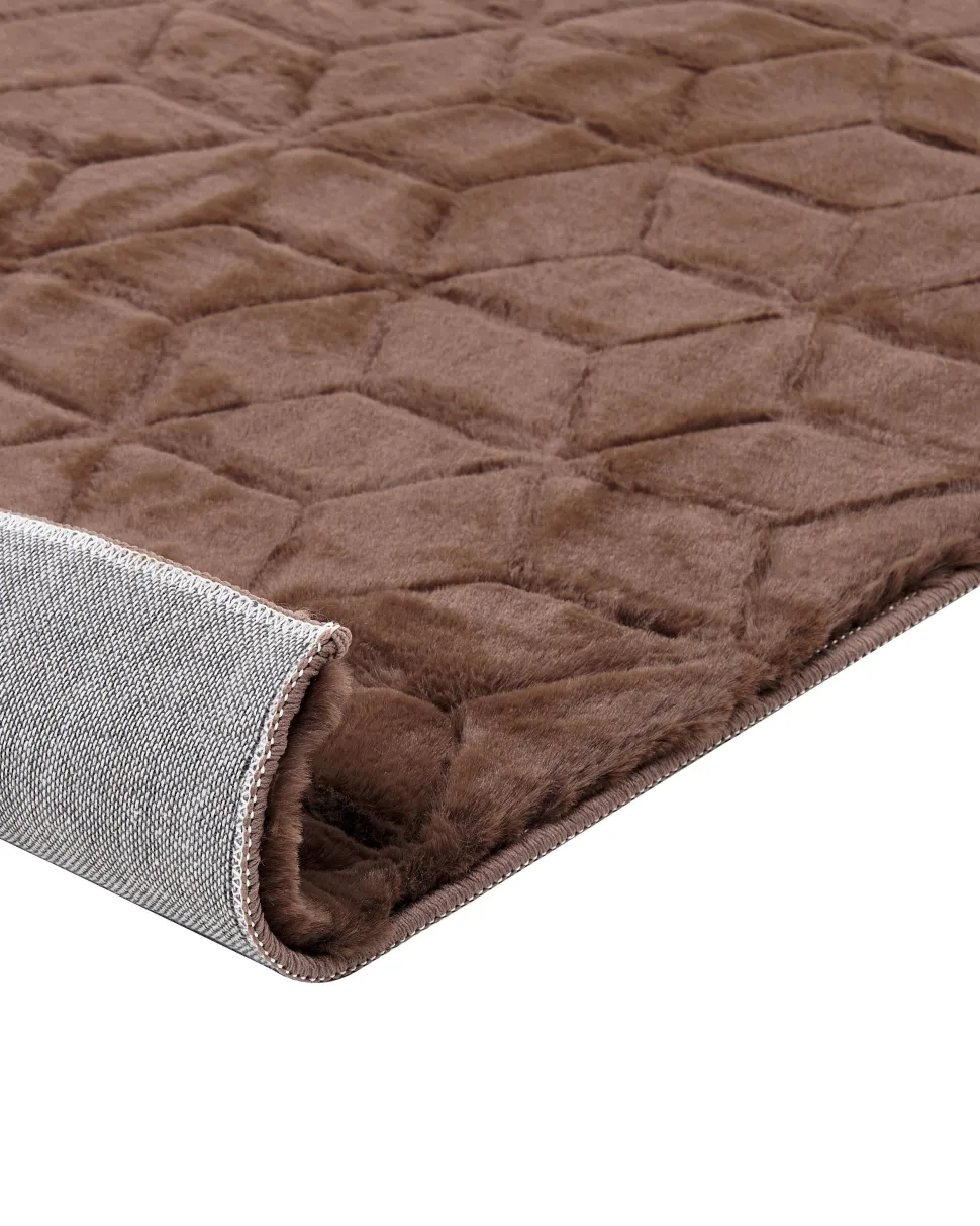 Kunstfellteppich Kaninchen Braun 160 X 230 Cm Shaggy Thatta