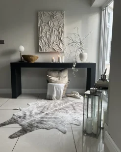 Kunstfell-Teppich Kuh Beige / Grau Mit Goldenen Sprenkeln 150 X 200 Cm Bogong