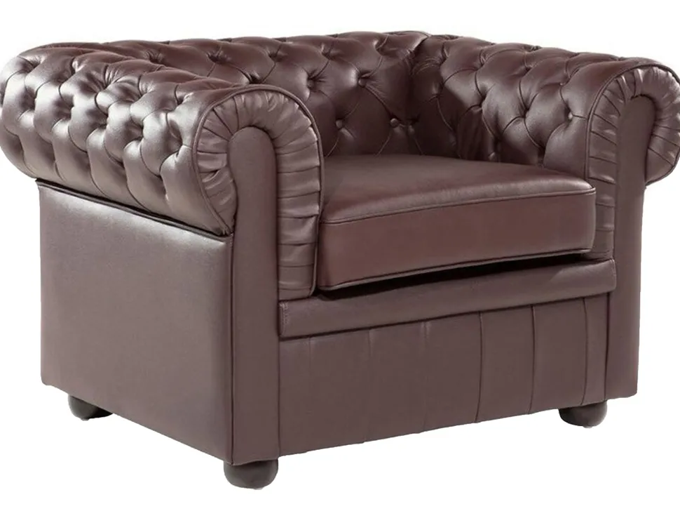 Leather Living Room Set Brown Chesterfield