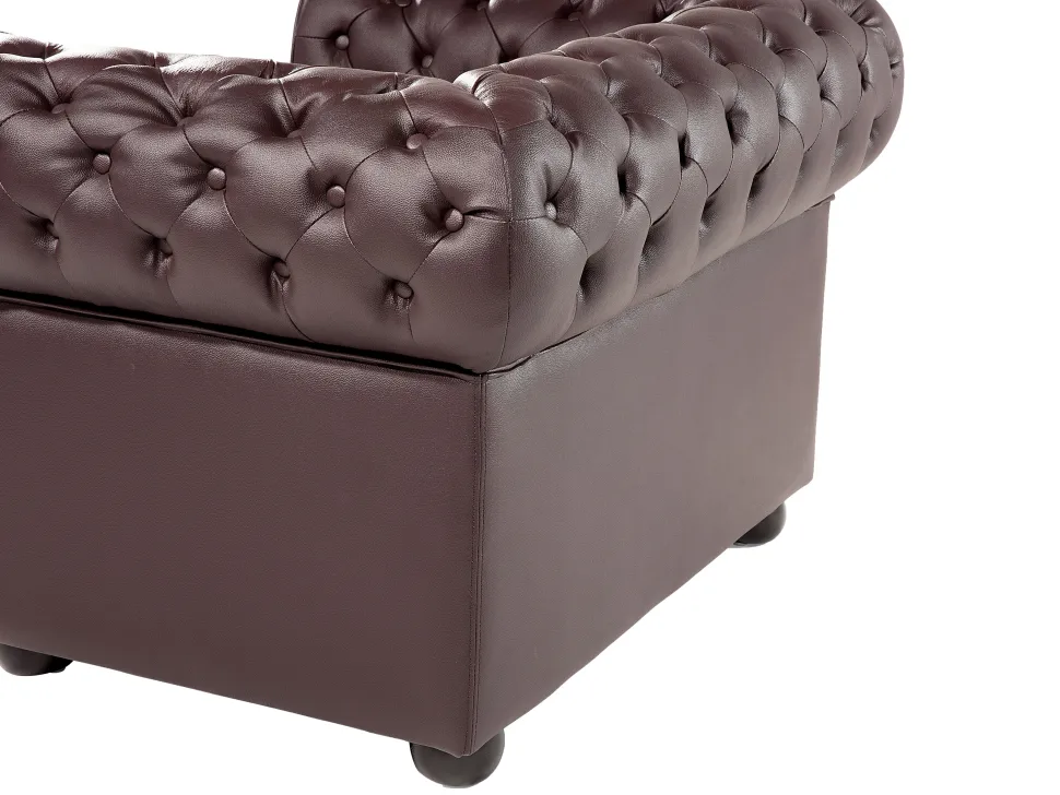 Leather Living Room Set Brown Chesterfield