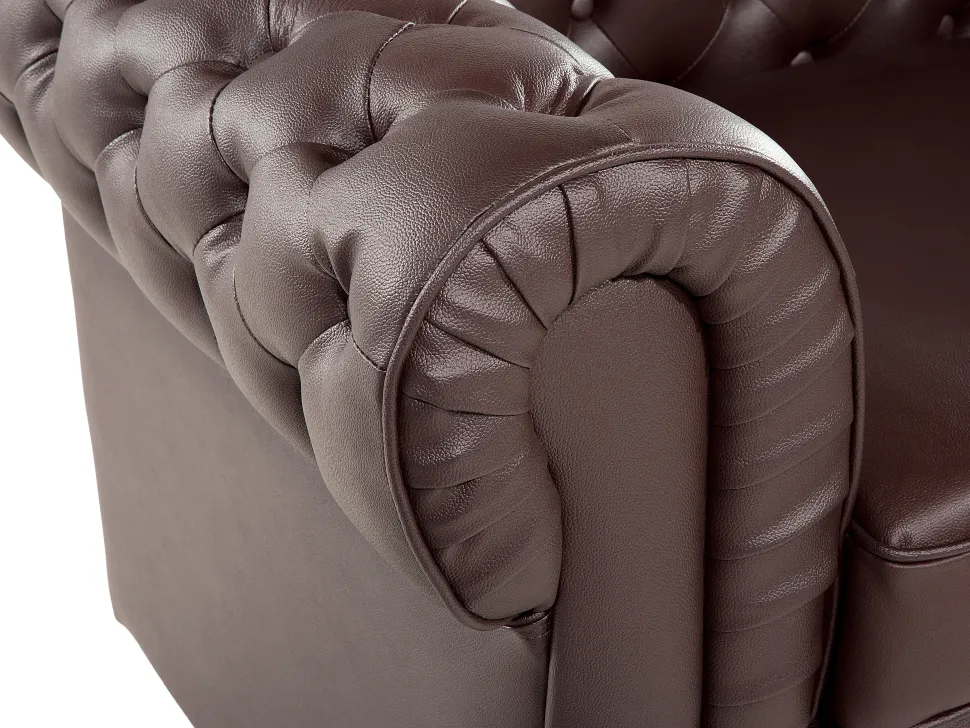 Leather Living Room Set Brown Chesterfield