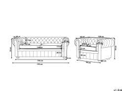 Leather Living Room Set Brown Chesterfield
