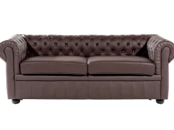 Leather Living Room Set Brown Chesterfield