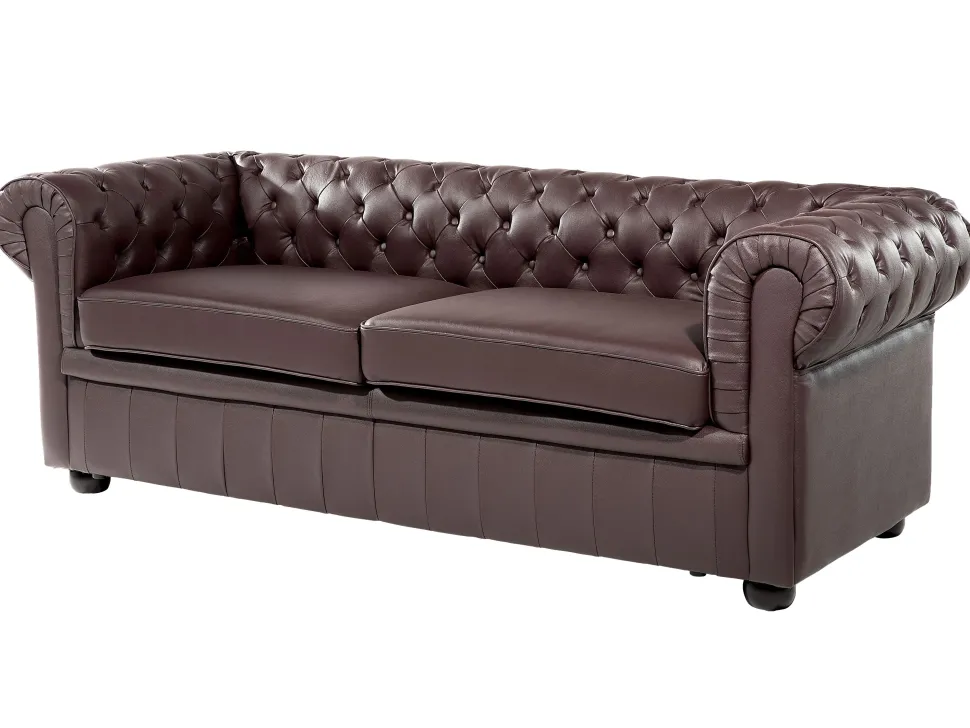 Leather Living Room Set Brown Chesterfield