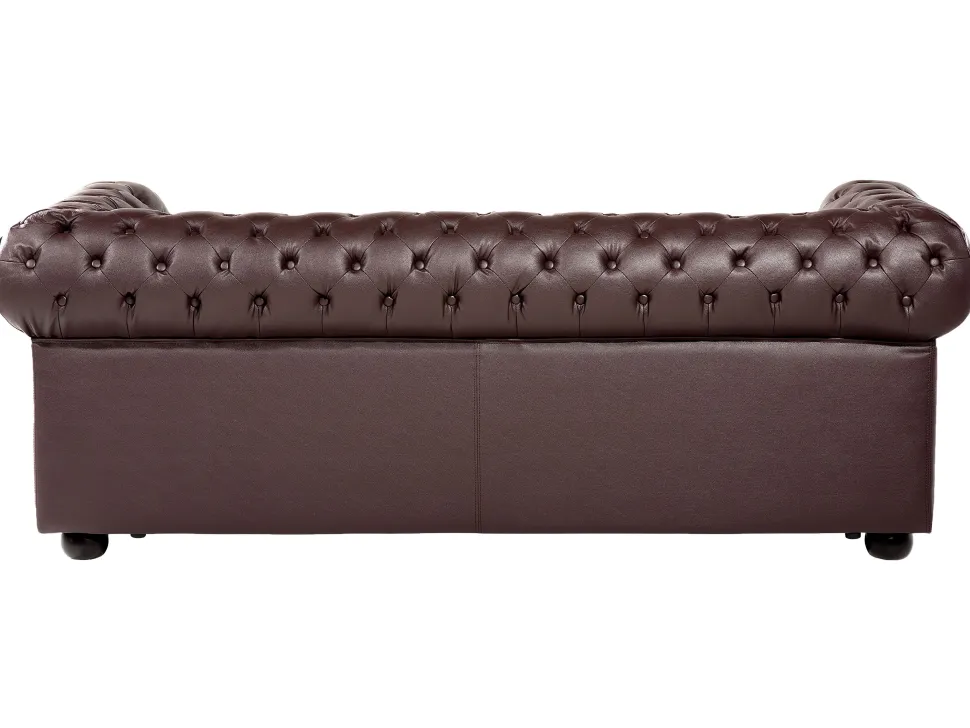 Leather Living Room Set Brown Chesterfield