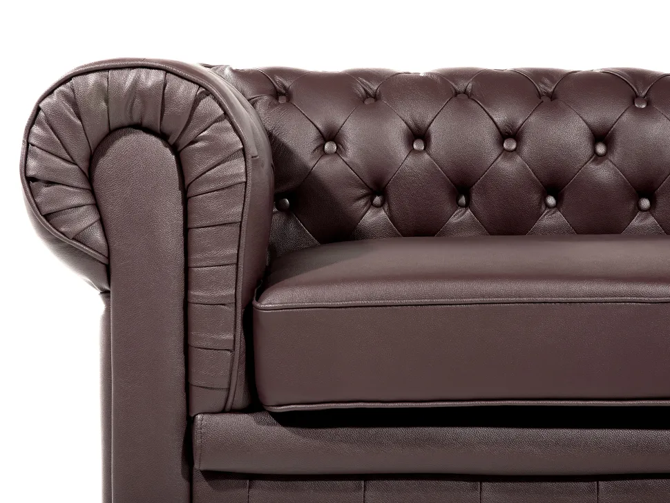 Leather Living Room Set Brown Chesterfield