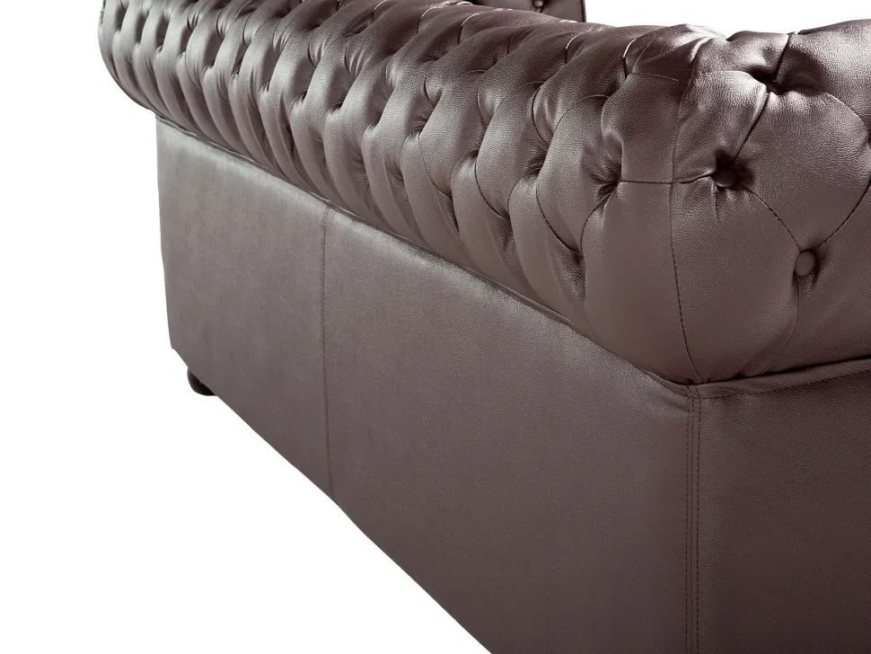Leather Living Room Set Brown Chesterfield