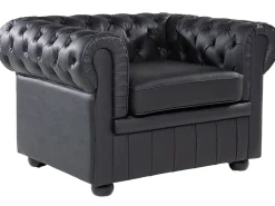 Leather Living Room Set Black Chesterfield