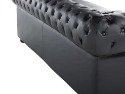 Leather Living Room Set Black Chesterfield